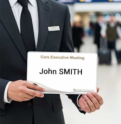 Cars Executive chauffeur providing meet-and-greet service at Gatwick Airport.